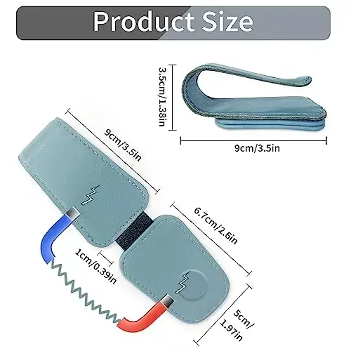 TILDOSAC 2 Pack Avtomobil Vizörü uchun quyoshdan himoya ko'zoynaklari ushlagichi, qisqichli avtomobil uchun teri magnitli quyoshdan himoya ko'zoynaklari ushlagichi, pushti - 2
