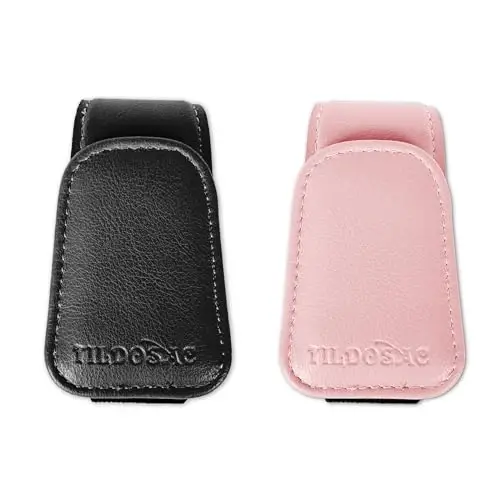 TILDOSAC 2 Pack Sunglass Holder Organizer Clip for Car Visor (Black Pink) - 1