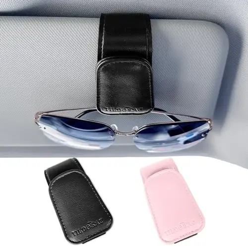 TILDOSAC 2 Pack Sunglass Holder Organizer Clip for Car Visor (Black Pink) - 2