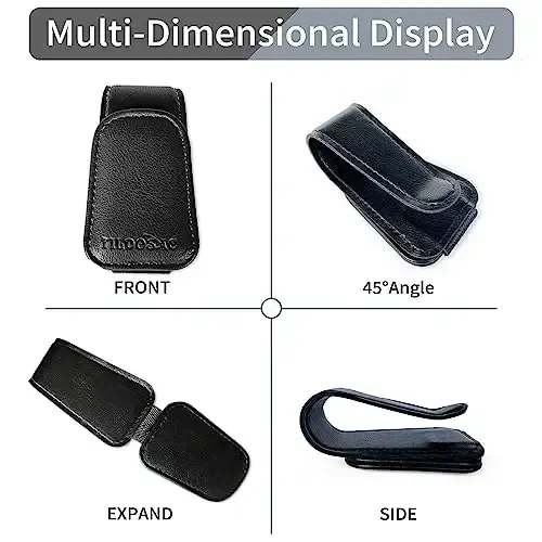 TILDOSAC 2 Pack Sunglass Holder Organizer Clip for Car Visor (Double Black) - 4