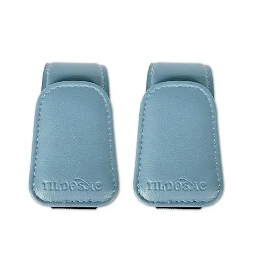 TILDOSAC 2 Pack Sunglasses Holder for Car Visor, Leather Magnetic Sunglass Holder for Car with Clip, (Double Flower Pink) - 1