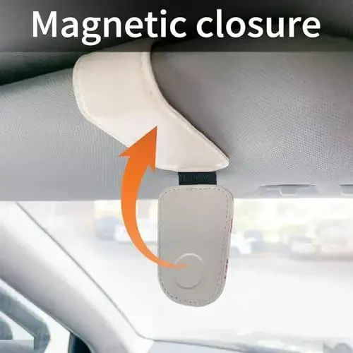 TILDOSAC 2 Pack Sunglasses Holder for Car Visor, Leather Magnetic Sunglass Holder for Car with Clip, (Double Flower Pink) - 3