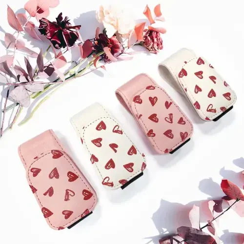 TILDOSAC 2 Pack Sunglasses Holder for Car Visor, Leather Magnetic Sunglass Holder for Car with Clip, (Double Flower Pink) - 7