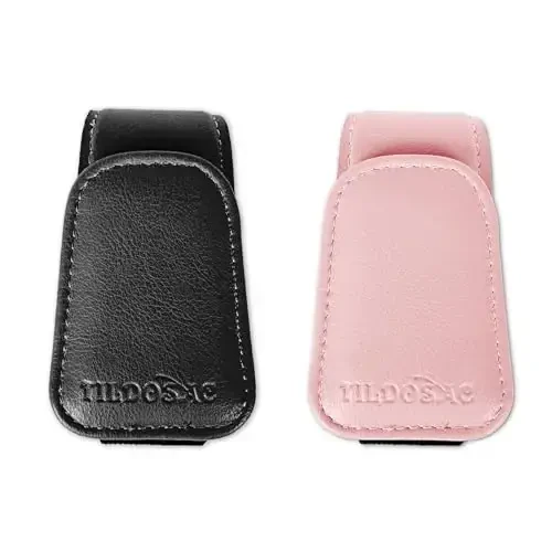 TILDOSAC 2 Pack Sunglass Holder Organizer Clip for Car Visor (Black Pink) 