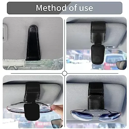 TILDOSAC 2 Pack Sunglass Holder Organizer Clip for Car Visor (Black Pink) - 5