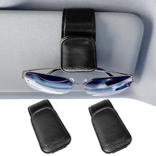 TILDOSAC 2 Pack Sunglass Holder Organizer Clip for Car Visor (Double Black) - 2