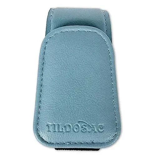 TILDOSAC Sunglasses Holder for Car Visor, Leather Magnetic Sunglass Holder for Car with Clip, Blue - TILDOSAC (1)