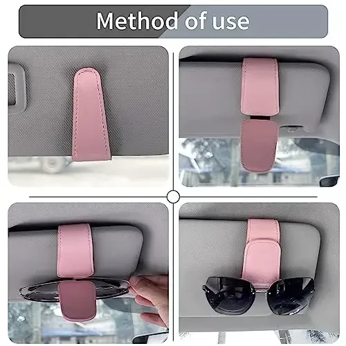 TILDOSAC Sunglass Holder Organizer Clip for Car Visor, Durable and Scratch Resistant Sunglasses Organizer with Magnetic Clip, Pink Car Interior Essentials Accessories for Men Women Aesthetic - 5