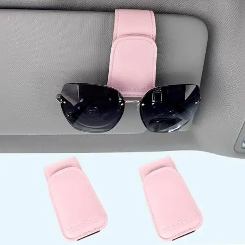 TILDOSAC Sunglass Holder Organizer Clip for Car Visor, Durable and Scratch Resistant Sunglasses Organizer with Magnetic Clip, Pink Car Interior Essentials Accessories for Men Women Aesthetic - TILDOSAC (1)