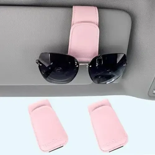 TILDOSAC Sunglass Holder Organizer Clip for Car Visor, Durable and Scratch Resistant Sunglasses Organizer with Magnetic Clip, Pink Car Interior Essentials Accessories for Men Women Aesthetic - 2