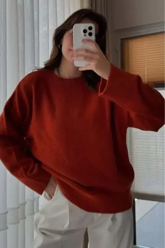 Tile Bicycle Collar Oversize Knitted Sweater MG1972-Tile - 2