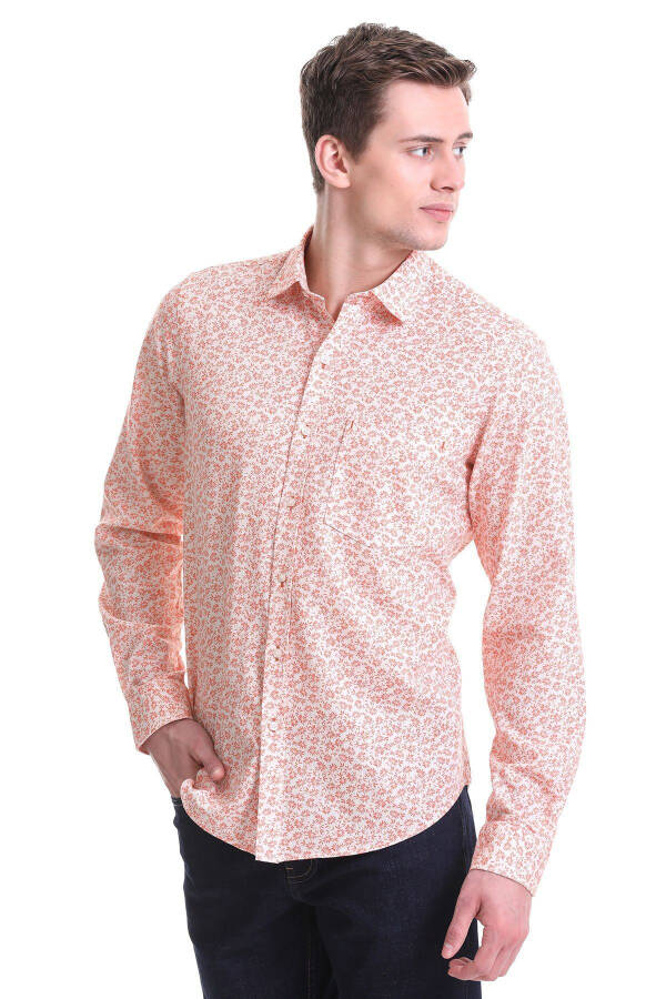 Tile Comfort Fit Printed 100% Cotton Slim Collar Long Sleeve Classic Shirt - 3