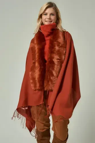 Tile Fur Tassel Poncho NW11293 - 1