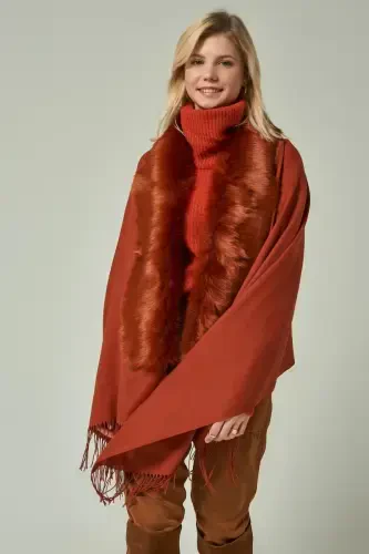 Tile Fur Tassel Poncho NW11293 - BÜYÜKBEDENIZ (1)