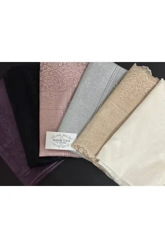 Tile Patterned Stain-Proof Lace Tablecloth Purple 160x220 Cm-Purple - 6