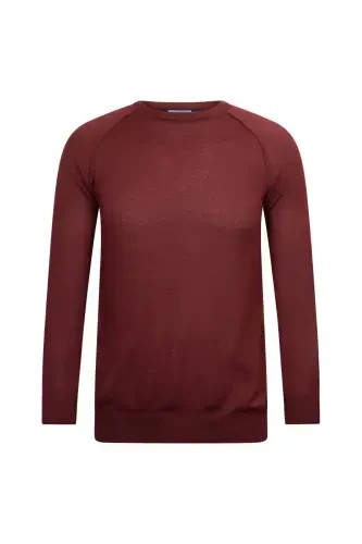 Tile Regular Fit Crew Neck Wool Knit Sweater-Tile - 1