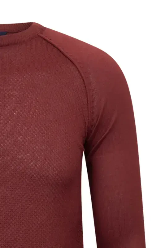 Tile Regular Fit Crew Neck Wool Knit Sweater-Tile - 3