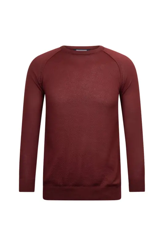 Tile Regular Fit Crew Neck Wool Knit Sweater-Tile - HATEMOĞLU