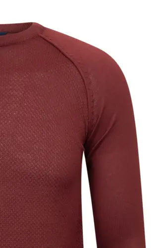 Tile Regular Fit Crew Neck Wool Knit Sweater-Tile - 3