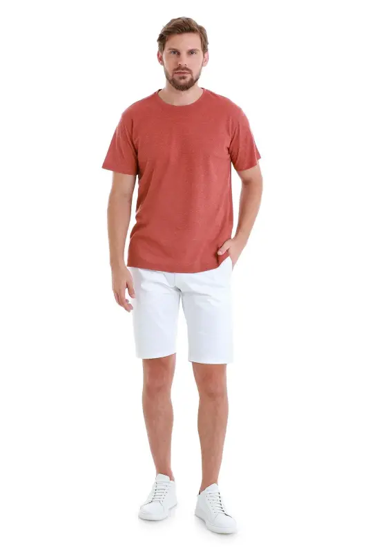 Tile Regular Fit Plain Crew Neck Linen T-Shirt - 2