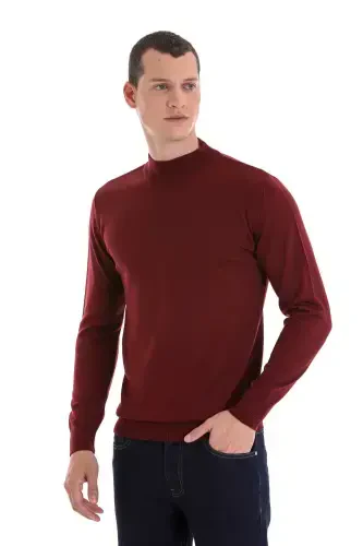Tile Regular Fit Plain Half Turtleneck Wool Knit Sweater-Tile - 1