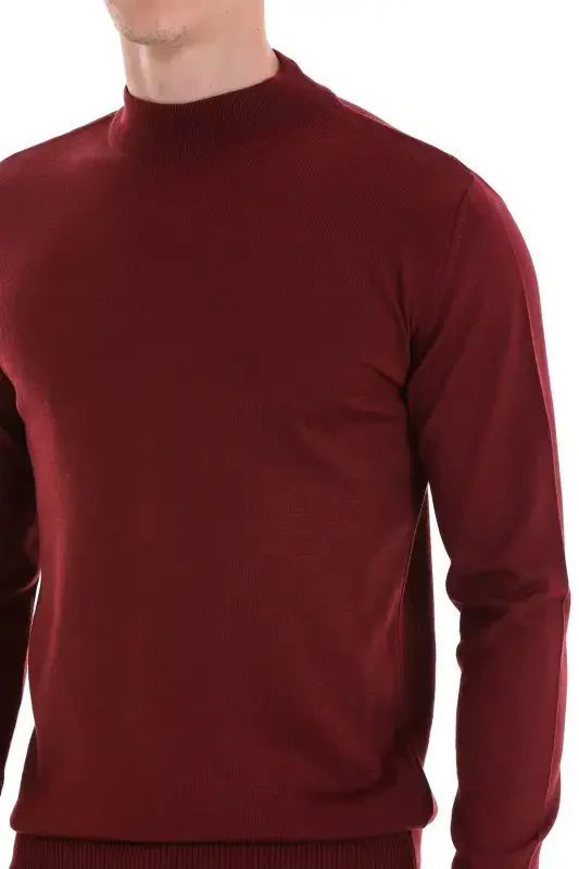 Tile Regular Fit Plain Half Turtleneck Wool Knit Sweater-Tile - 5