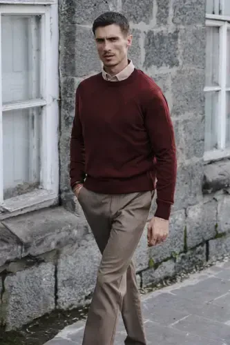 Tile Slim Fit Patterned Crew Neck Knitwear - JAKAMEN (1)