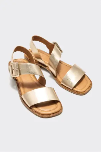 Tilla Rangsiz Ayollar Tekis Sandali - Tilla - ELLE SHOES (1)