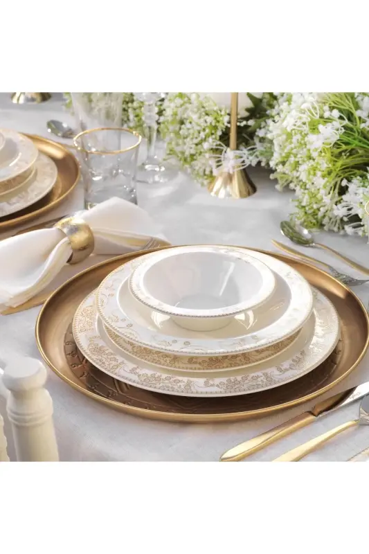 Tılsım Bloomfest 60 Parça 12 Kişilik Yemek Takımı Gold - gold - 1