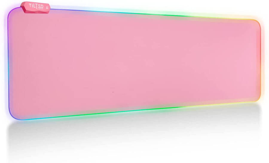 Tilted Nation Pink RGB Gaming Mouse Pad - Create Your Dream Setup - Bright LED Gaming Mouse Pad Mat XL with 8 Light Modes - Smooth Gliding and Easy to Clean - Large RGB Gaming Mouse Pad Pink for Desk - 7