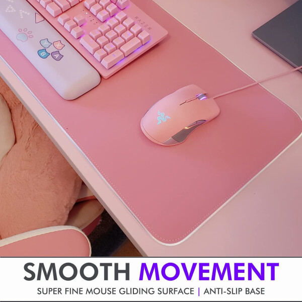 Tilted Nation Pink RGB Gaming Mouse Pad - Create Your Dream Setup - Bright LED Gaming Mouse Pad Mat XL with 8 Light Modes - Smooth Gliding and Easy to Clean - Large RGB Gaming Mouse Pad Pink for Desk - 12