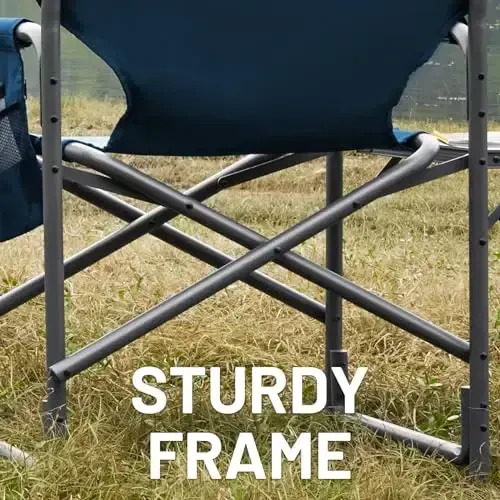 TIMBER RIDGE Aluminum Oversized Camping Chair, Lightweight Portable Directors Chair with Side Table Detachable Side Pocket for Outdoor Camping, Lawn, Picnic, Support 400lbs Blue 2 Pack - 6