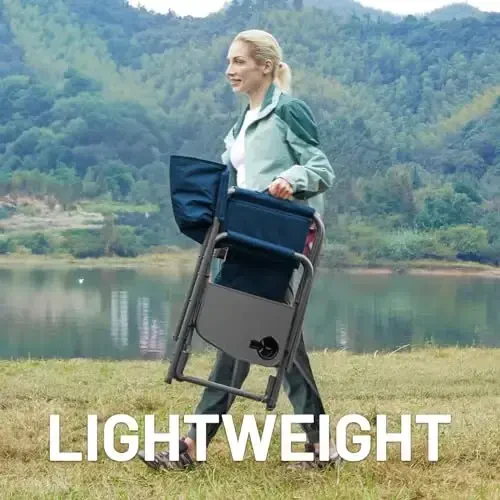 TIMBER RIDGE Aluminum Oversized Camping Chair, Lightweight Portable Directors Chair with Side Table Detachable Side Pocket for Outdoor Camping, Lawn, Picnic, Support 400lbs Blue 2 Pack - 7