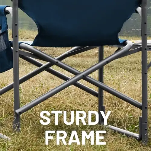 TIMBER RIDGE Aluminum Oversized Camping Chair, Lightweight Portable Directors Chair with Side Table Detachable Side Pocket for Outdoor Camping, Lawn, Picnic, Support 400lbs Blue 2 Pack - 6
