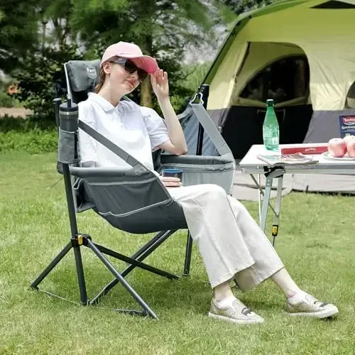 Timber Ridge Hammock Camping Chair with Adjustable Backrest, Heavy Duty Folding Hammock Chair Supports 300lbs, Portable Hammock Chair for Camping, Travelling and Patio, Grey - 6