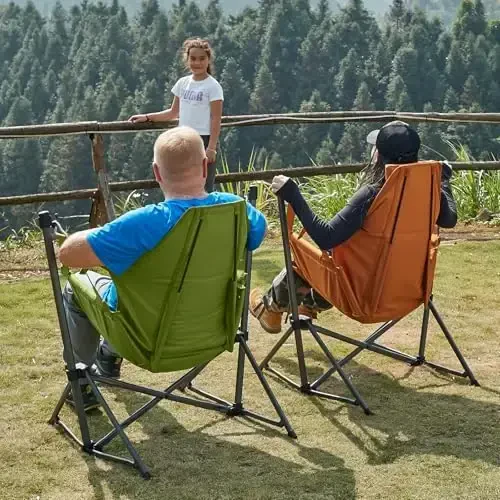 TIMBER RIDGE Hammock Camping Chair with Adjustable Backrest, Heavy Duty Folding Hammock Chair Supports 300lbs, Portable Hammock Chair for Camping, Travelling and Patio, Green 2 Pack - 2
