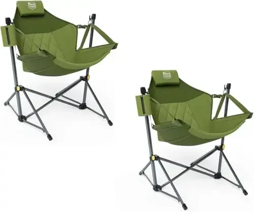TIMBER RIDGE Hammock Camping Chair with Adjustable Backrest, Heavy Duty Folding Hammock Chair Supports 300lbs, Portable Hammock Chair for Camping, Travelling and Patio, Green 2 Pack - 5