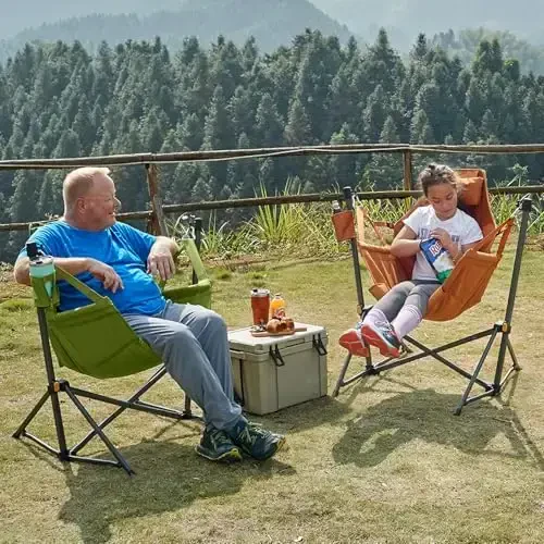 TIMBER RIDGE Hammock Camping Chair with Adjustable Backrest, Heavy Duty Folding Hammock Chair Supports 300lbs, Portable Hammock Chair for Camping, Travelling and Patio, Green 2 Pack - 6