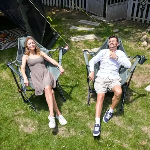 Timber Ridge Hammock Camping Chair, Portable Oversized Swinging Camp Chairs | Heavy Duty Folding Hammock Chair with Adjustable Backrest, Foldable Chair for Camping and Patio, 350lbs Load, Grey 2 Pack - TIMBER RIDGE (1)