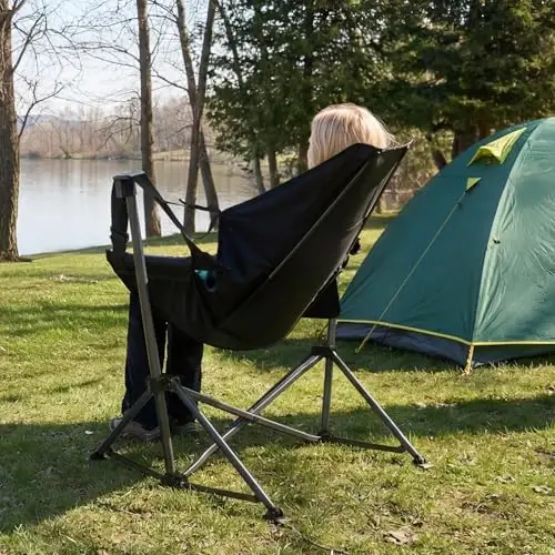 Timber Ridge Hammock Camping Chair with Adjustable Backrest, Heavy Duty Folding Hammock Chair Supports 300lbs, Portable Hammock Chair for Camping, Travelling and Patio, Black 2 Pack | Heavy Duty Folding Hammock Chair with Adjustable Backrest, Foldabl - TIMBER RIDGE (1)