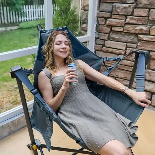 TIMBER RIDGE Hammock Camping Chair with Adjustable Backrest, Heavy Duty Folding Hammock Chair Supports 300lbs, Portable Hammock Chair for Camping, Travelling and Patio, Blue - TIMBER RIDGE (1)