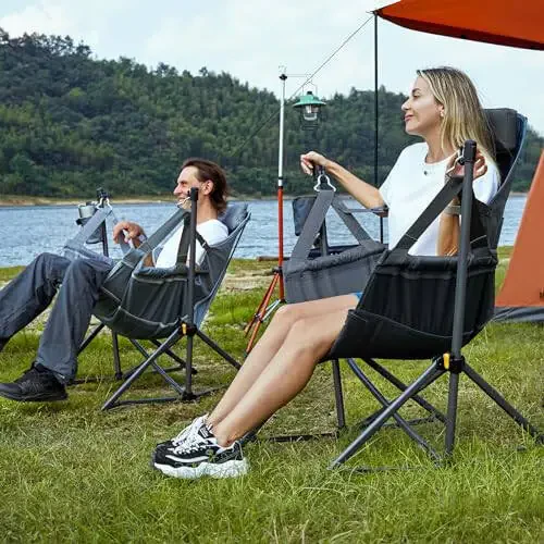 TIMBER RIDGE Hammock Camping Chair with Adjustable Backrest, Heavy Duty Folding Hammock Chair Supports 300lbs, Portable Hammock Chair for Camping, Travelling and Patio, Blue - 5