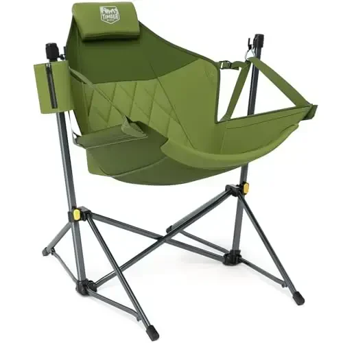 TIMBER RIDGE Hammock Camping Chair with Adjustable Backrest, Heavy Duty Folding Hammock Chair Supports 300lbs, Portable Hammock Chair for Camping, Travelling and Patio, Green - 6