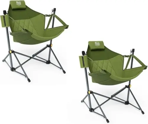 TIMBER RIDGE Hammock Camping Chair with Adjustable Backrest, Heavy Duty Folding Hammock Chair Supports 300lbs, Portable Hammock Chair for Camping, Travelling and Patio, Green 2 Pack - 5