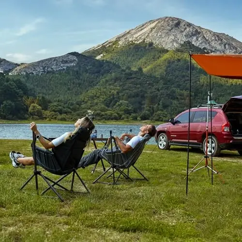 TIMBER RIDGE Hammock Camping Chair with Adjustable Backrest, Heavy Duty Folding Hammock Chair Supports 300lbs, Portable Hammock Chair for Camping, Travelling and Patio, Tan 2 Pack - 2