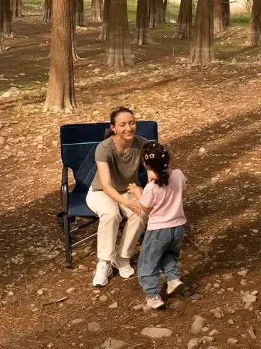 TIMBER RIDGE katlanadigan katta o'lchamli tebranadigan lager stuli, 400 funt sig'imli tashqi tebranadigan stul, qattiq qo'ltiqlar, stakan ushlagich va yon cho'ntak, tashqi makon, veranda, maysazor, ko'k uchun tez katlanadigan dizayn - 5