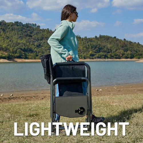 TIMBER RIDGE Lightweight Oversized Camping Chair, Portable Aluminum Directors Chair with Side Table for Outdoor Camping, Lawn, Picnic and Fishing, Supports 400lbs (Black) Ideal Gift - 12