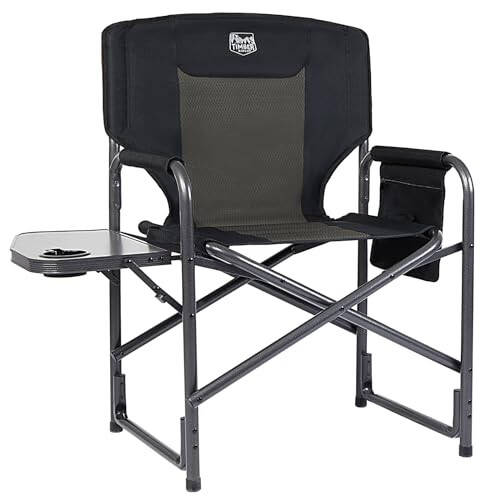 TIMBER RIDGE Lightweight Oversized Camping Chair, Portable Aluminum Directors Chair with Side Table for Outdoor Camping, Lawn, Picnic and Fishing, Supports 400lbs (Black) Ideal Gift - 7