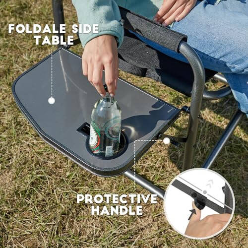 TIMBER RIDGE Lightweight Oversized Camping Chair, Portable Aluminum Directors Chair with Side Table for Outdoor Camping, Lawn, Picnic and Fishing, Supports 400lbs (Black) Ideal Gift - 9