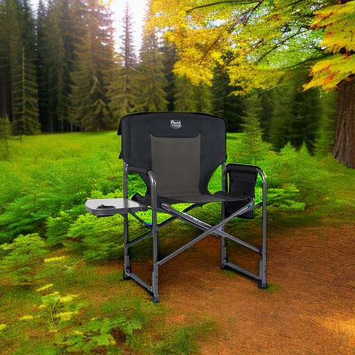 TIMBER RIDGE Lightweight Oversized Camping Chair, Portable Aluminum Directors Chair with Side Table for Outdoor Camping, Lawn, Picnic and Fishing, Supports 400lbs (Black) Ideal Gift - 2